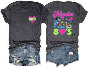 80s 90s Shirts for Women Made in The 80s 90s Letter Print Tshirts Birthday Vintage Music Graphic Tee