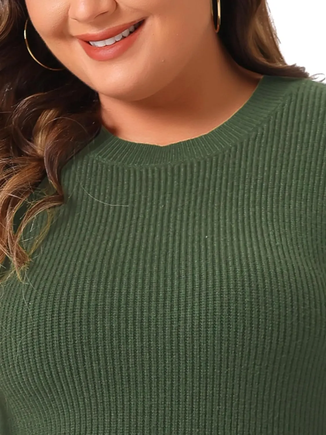 Agnes Orinda Plus Size Sweater Dress for Women Fall Fashion Crew Neck Long Sleeve Knit Pullover Sweater Dresses