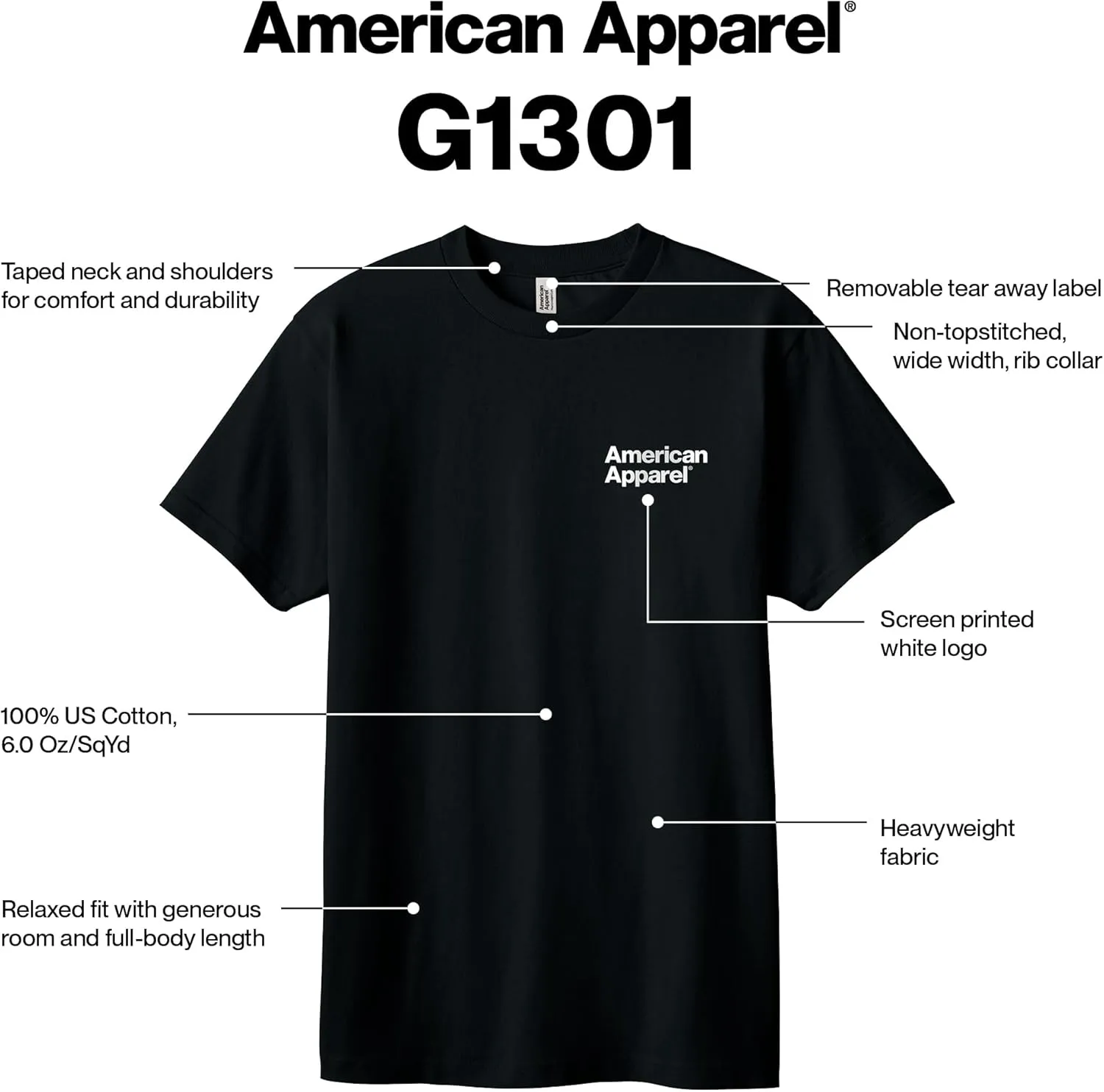 American Apparel Adult Heavyweight Cotton T-Shirt, Style G1301/G1301GD, Multipack