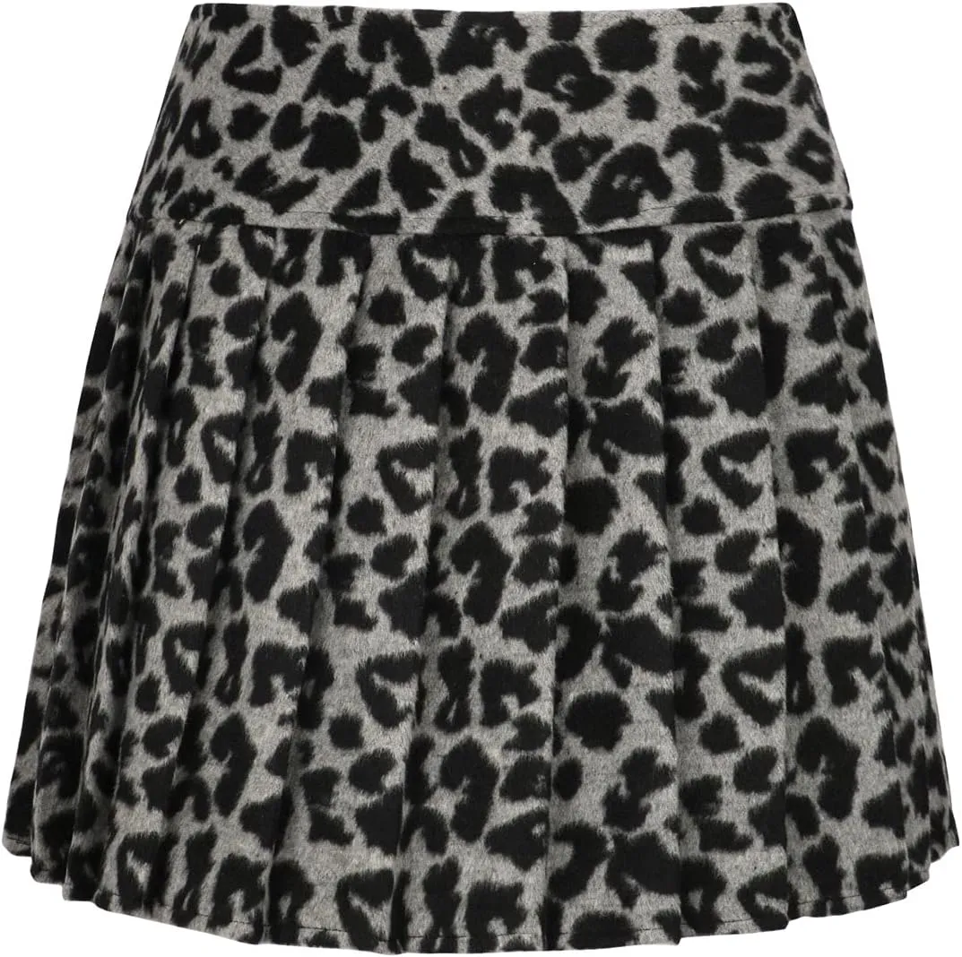 chouyatou Women's Casual Plaid High Waist A-Line Wool Pleated Short Skirt