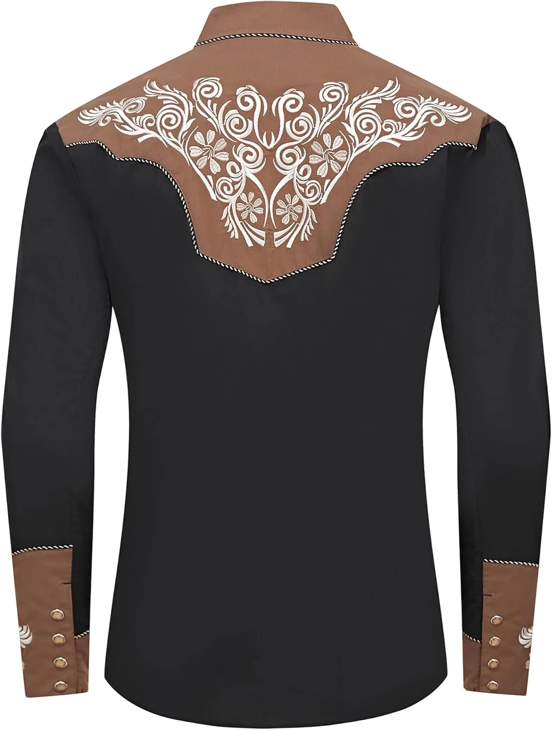 EL PIONERO Men's Western Shirt Long Sleeve Embroidered Cowboy Casual Snap Button Shirt