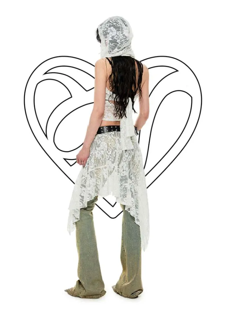 Irregular Lace Ruffled Sheer Skirt【s0000009135】