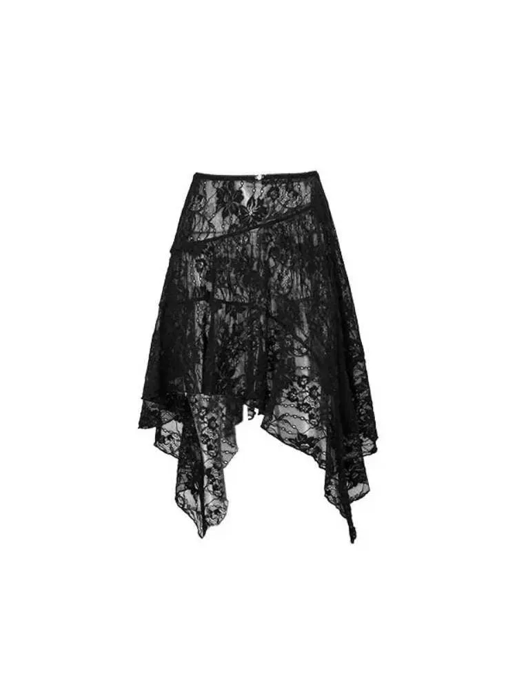 Irregular Lace Ruffled Sheer Skirt【s0000009135】