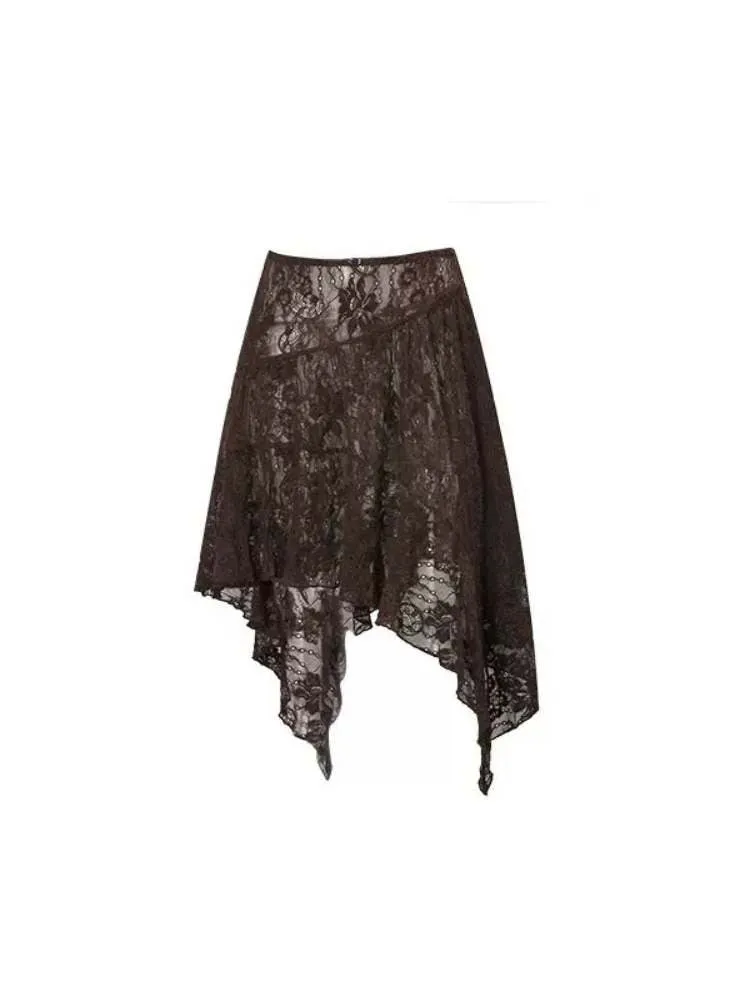 Irregular Lace Ruffled Sheer Skirt【s0000009135】