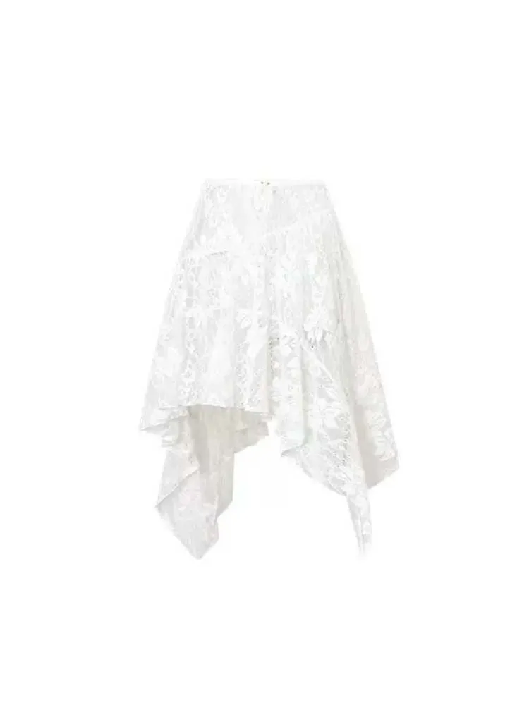 Irregular Lace Ruffled Sheer Skirt【s0000009135】
