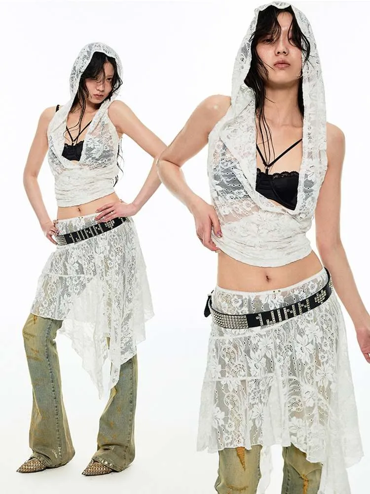 Irregular Lace Ruffled Sheer Skirt【s0000009135】