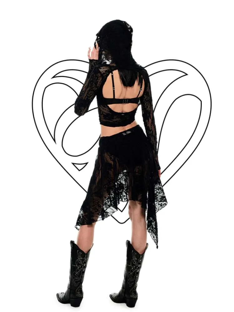 Irregular Lace Ruffled Sheer Skirt【s0000009135】