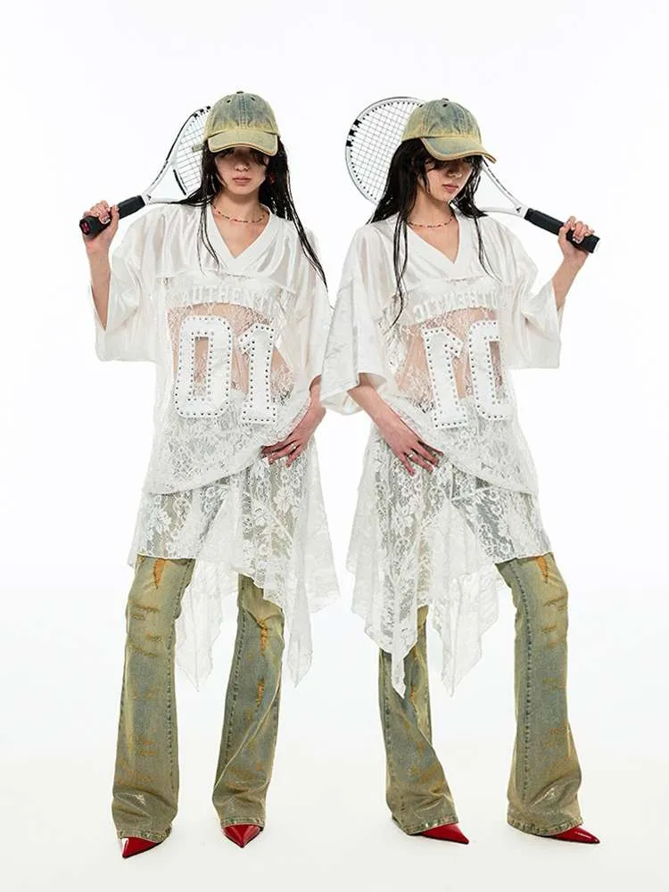 Irregular Lace Ruffled Sheer Skirt【s0000009135】