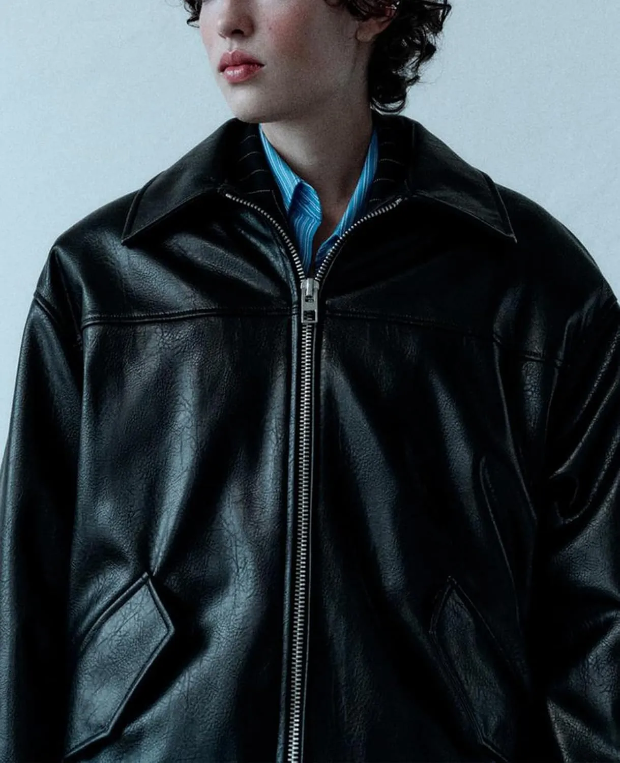 LY VAREY LIN Womens Faux Leather Jacket Long Sleeve Zip Up Casual Bomber Motorcycle Biker Coat