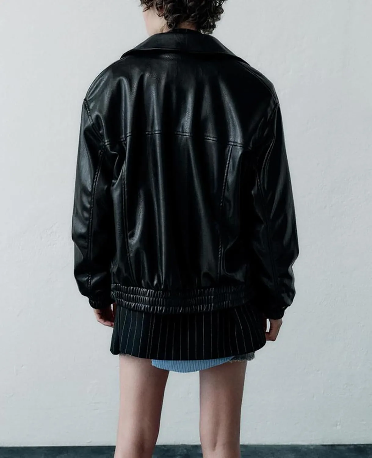 LY VAREY LIN Womens Faux Leather Jacket Long Sleeve Zip Up Casual Bomber Motorcycle Biker Coat
