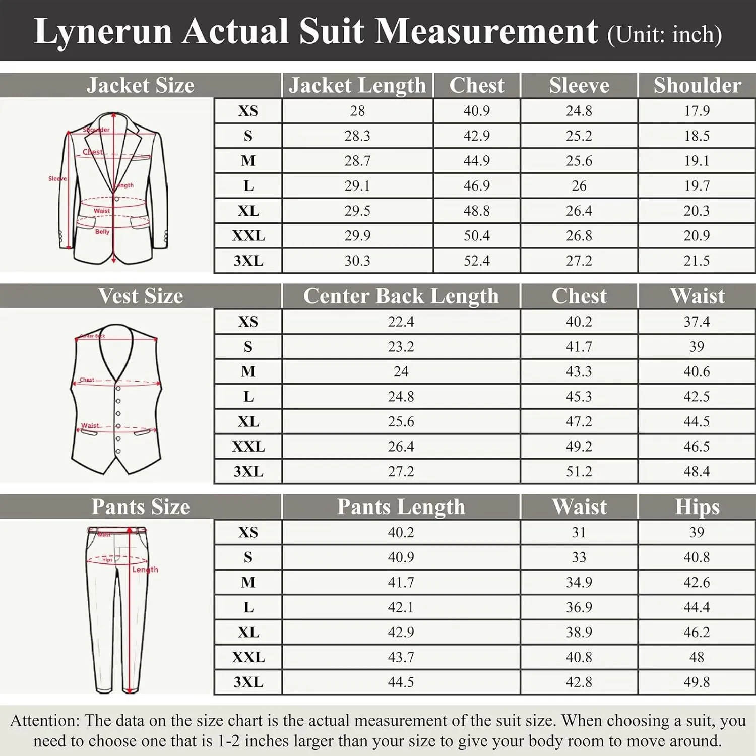 Mens Suit Slim Fit 3 Piece Suit Blazer Vest Pants Sets with Bow Tie Handkercher Brooch for Men for Wedding Prom Party