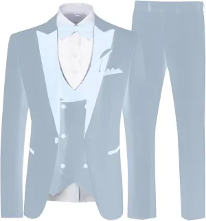 Mens Suit Slim Fit 3 Piece Suit Blazer Vest Pants Sets with Bow Tie Handkercher Brooch for Men for Wedding Prom Party
