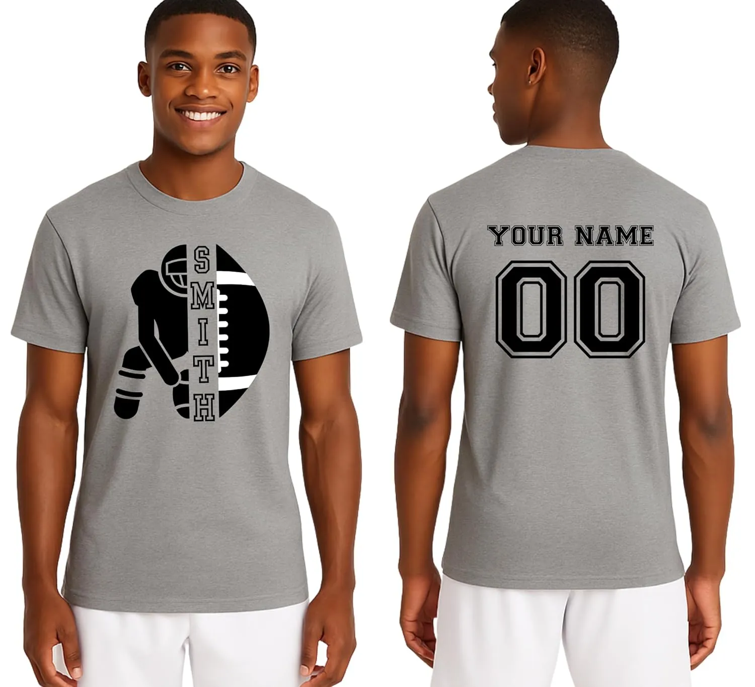 Personalized Handmade Football Shirt  Custom Name & Number Football Tee  Game Day Shirt  Football Season Graphic T-Shirt