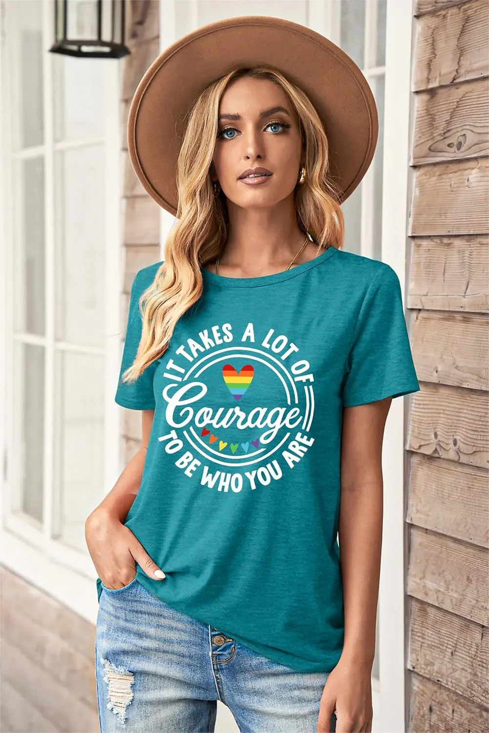 Pride Shirts for Women Gay Pride T-Shirt Pride Rainbow Shirt Courage LGBT Shirt Equality Top Short Sleeve Tees