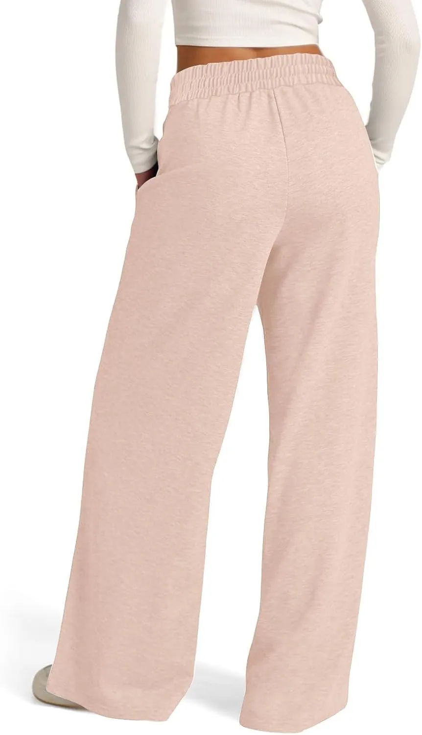 Sweatpants Women Wide Leg Baggy Elastic High Waisted Sweatpants Oversized Comfy Drawstring Joggers with Pockets