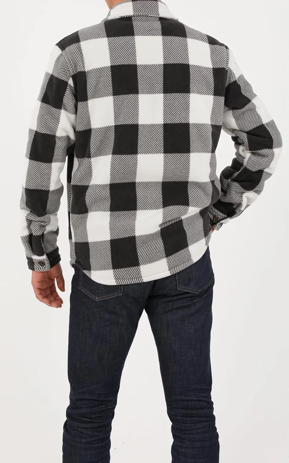 ThCreasa Mens Sherpa Fleece Lined Flannel Shirt Jacket Warm Button Down Plaid Shirt-Jac