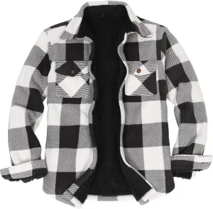 ThCreasa Mens Sherpa Fleece Lined Flannel Shirt Jacket Warm Button Down Plaid Shirt-Jac