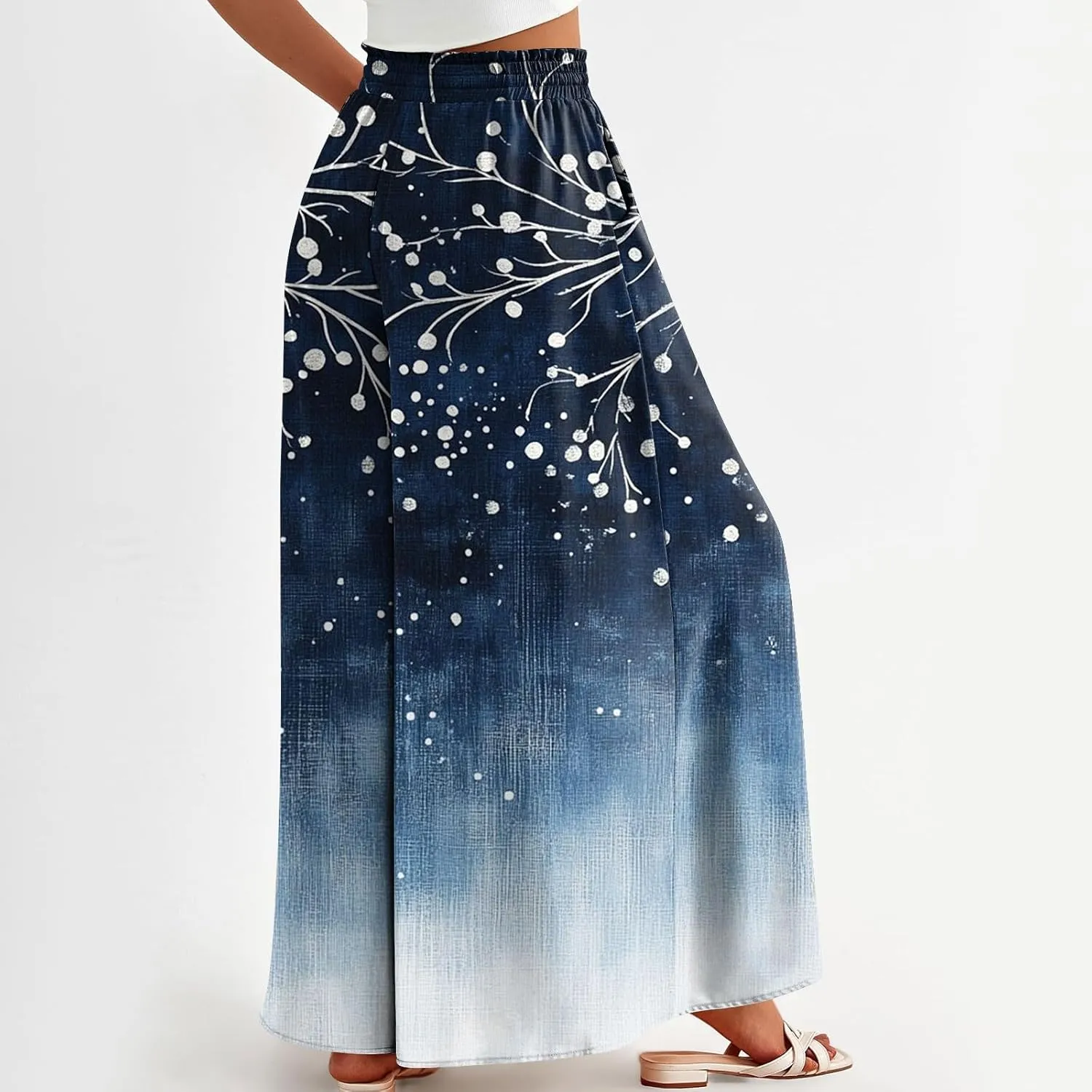 Women's 2025 Summer Wide Leg Palazzo Pants High Waisted That Look Like Skirts Flowy Pockets Lounge Boho Beach Trousers