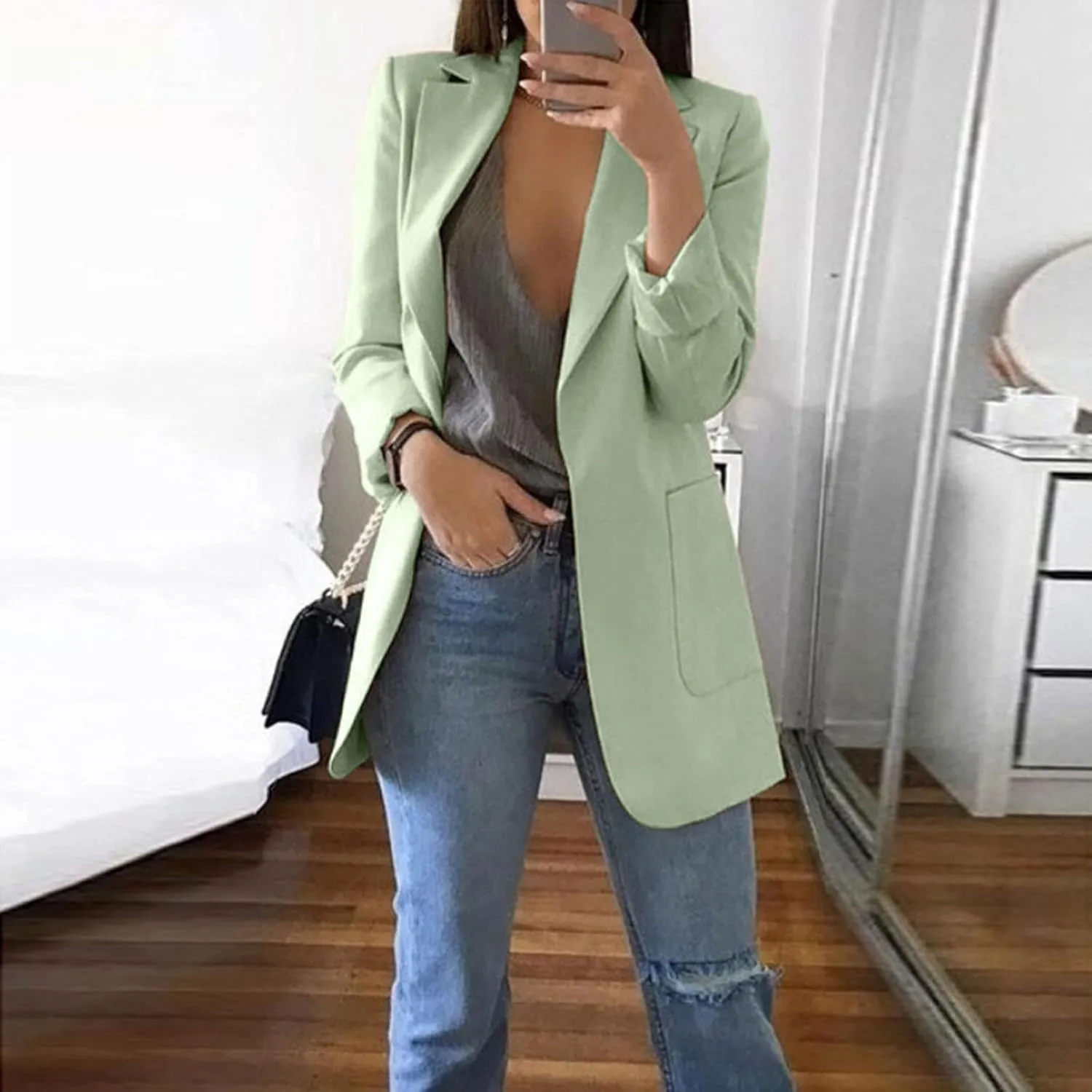 Women's Long Sleeve Casual Blazer Oversized Blazer Coat Open Front Cardigan Jacket Plus Size Blazers Work Dress Jacket