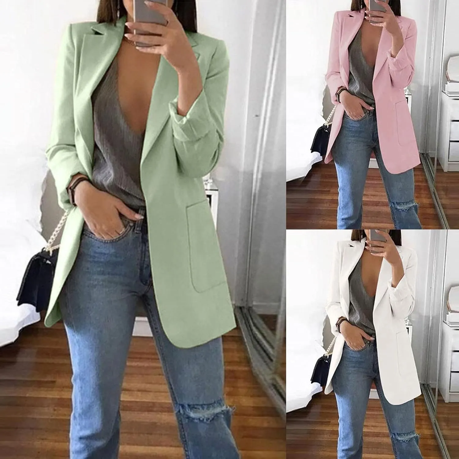 Women's Long Sleeve Casual Blazer Oversized Blazer Coat Open Front Cardigan Jacket Plus Size Blazers Work Dress Jacket