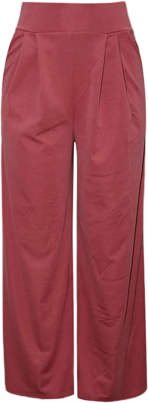 Women's Stretchy Wide Leg Palazzo Lounge Pants Casual Comfy High Waist Pajama Pants
