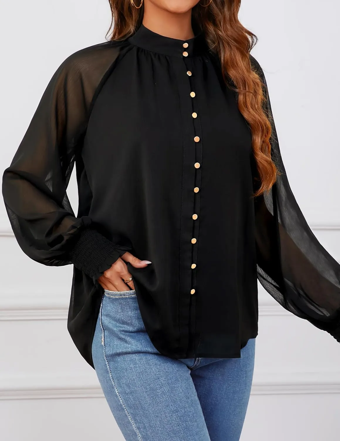ZESICA Women's Floral Print Blouse 2024 Long Sleeve Button Down Casual Fall Boho Oversized Tops Shirts