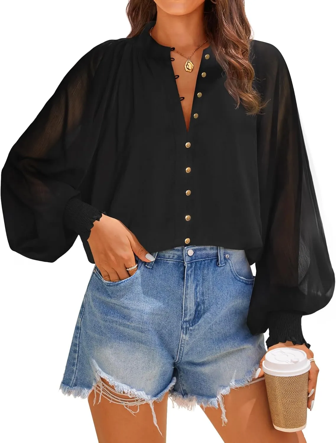 ZESICA Women's Floral Print Blouse 2024 Long Sleeve Button Down Casual Fall Boho Oversized Tops Shirts