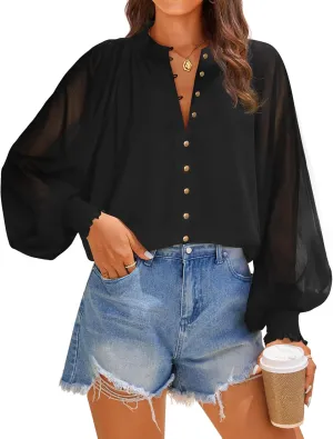 ZESICA Women's Floral Print Blouse 2024 Long Sleeve Button Down Casual Fall Boho Oversized Tops Shirts