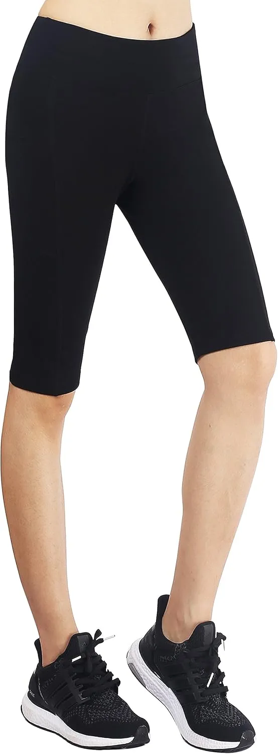 Zinmore Women's Knee Length Tights Yoga Shorts Workout Pants Running Leggings with Pockets