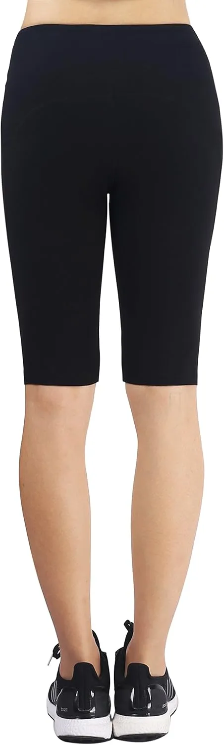 Zinmore Women's Knee Length Tights Yoga Shorts Workout Pants Running Leggings with Pockets