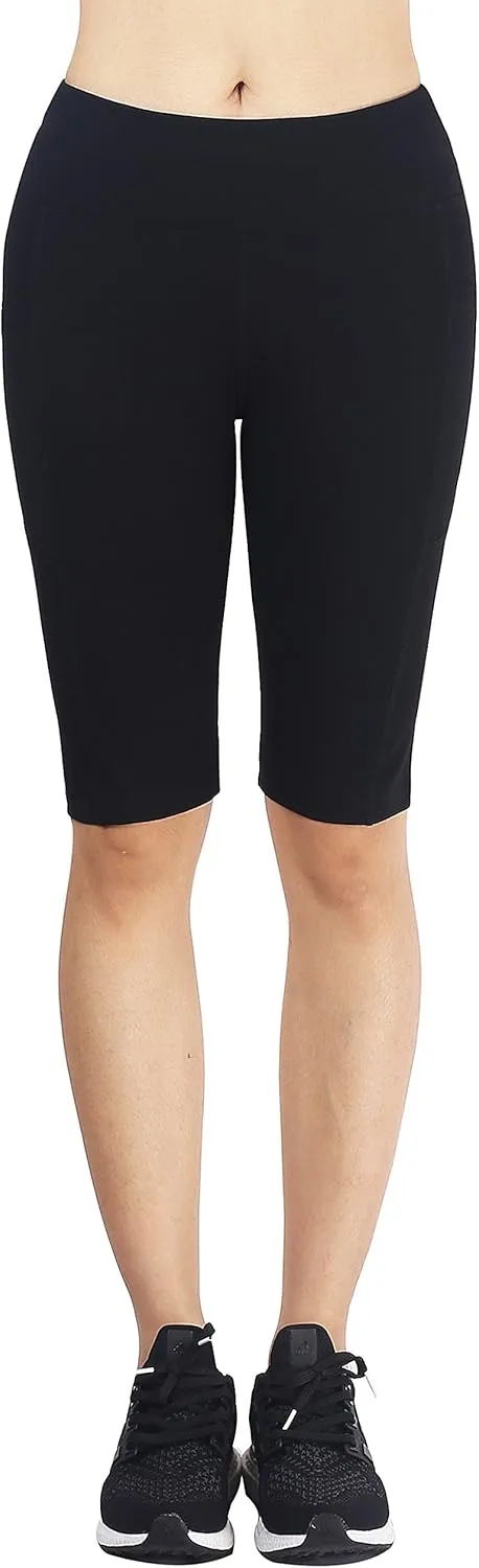 Zinmore Women's Knee Length Tights Yoga Shorts Workout Pants Running Leggings with Pockets